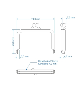 Börsenbügel 7cm mit Kugelverschluß goldfarbig