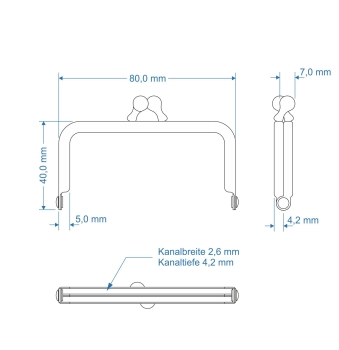 Börsenbügel 8cm mit Kugelverschluß silberfarbig