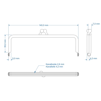 Börsenbügel 14cm mit Designverschluß, silberfarbig
