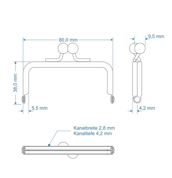 Börsenbügel 8cm mit Kugelverschluß silberfarbig