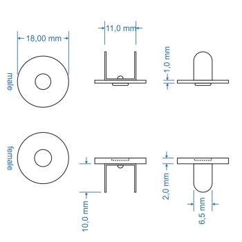 Magnetverschluß 18mm dünn silberfarbig