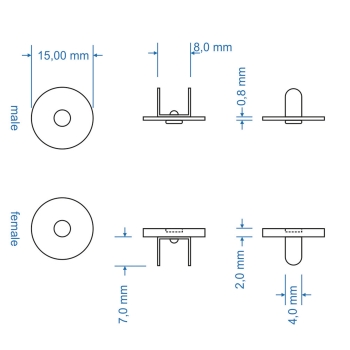 Magnetverschluß 14mm dünn gunmetal
