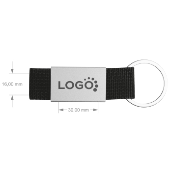 Schlüsselanhänger mit schwarzem Stoffband und Deiner Wunschgravur