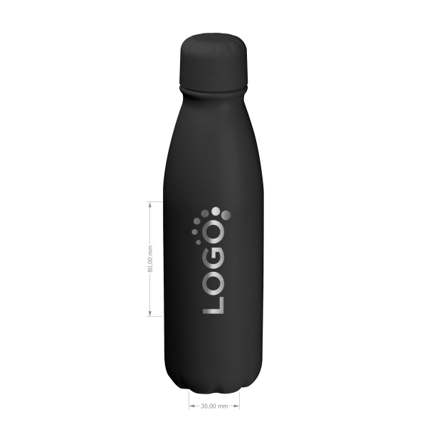 Trinkflasche aus Metall schwarz mit Deiner Wunschgravur