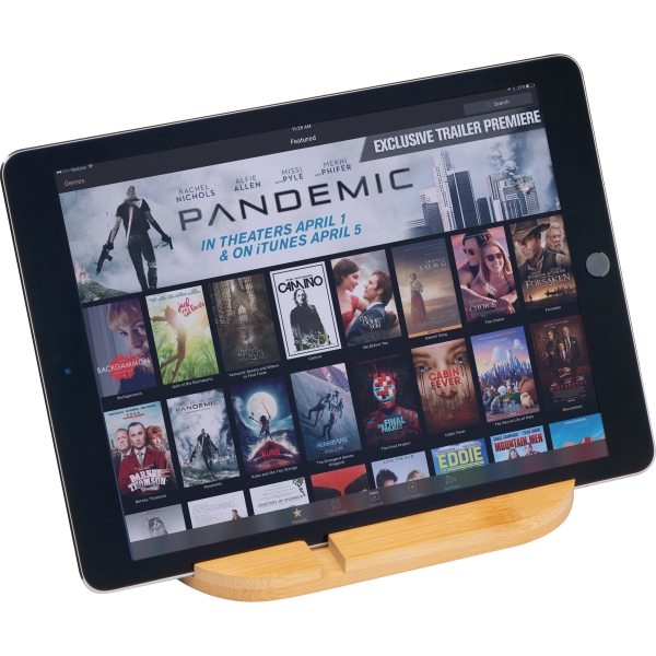 Tablet- Smartphonehalter aus Bambus mit Deinem Wunschtext