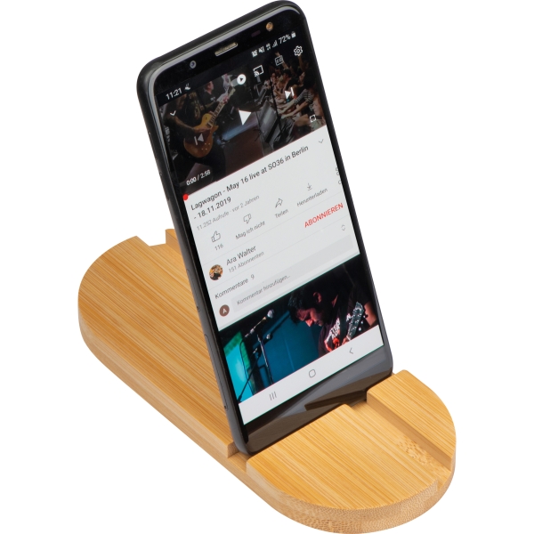 Tablet- Smartphonehalter aus Bambus mit Deinem Wunschtext
