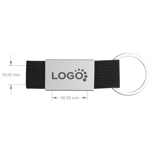 Schlüsselanhänger mit schwarzem Stoffband und Deiner Wunschgravur